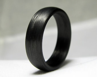 Carbon Fiber Ring - Domed Ring - Simple Ring for Him - Mens Black Ring - Engagement, Wedding