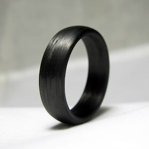 Carbon Fiber Ring - Domed Ring - Simple Ring for Him - Mens Black Ring - Engagement, Wedding