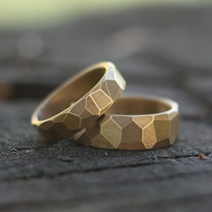 Brass Wedding Band - Faceted