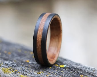 Carbon Fiber and Whiskey Barrel Ring - Wedding Band