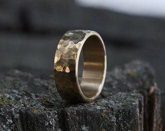 Hammered Brass Ring - Rustic Wedding Band