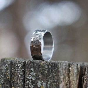 Hammered Steel Ring - Mens Wedding Ring - Classic Band Ring - Textured