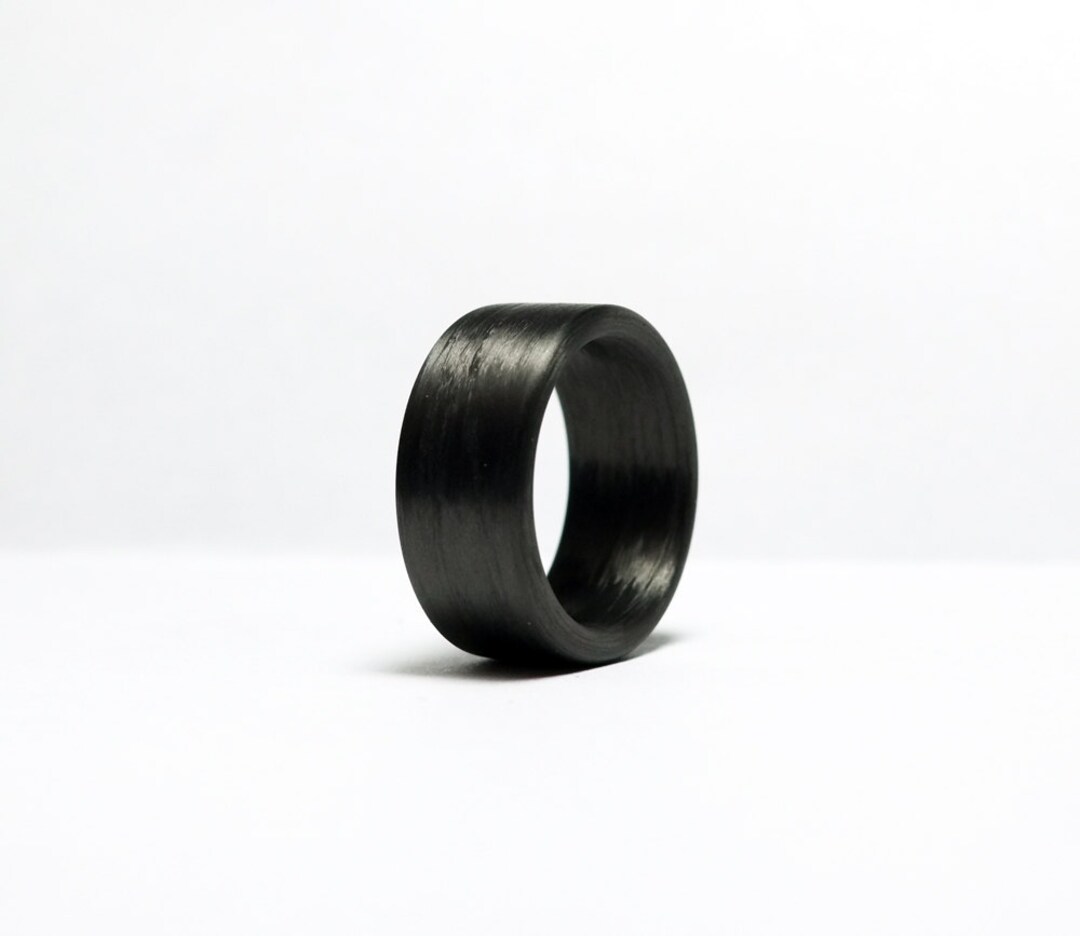 Carbon Fiber Ring Wide Black Band Ring Wedding Band for Men Minimalist