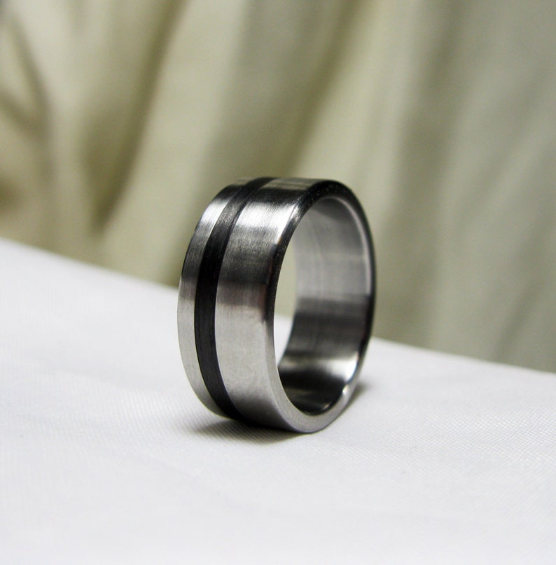 Carbon Fiber and Stainless Steel Ring Etsy