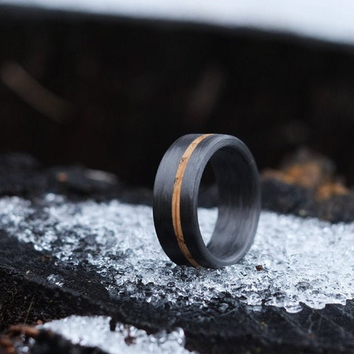 Carbon Fiber Ring With Whiskey Barrel Oak and Deer Antler Etsy