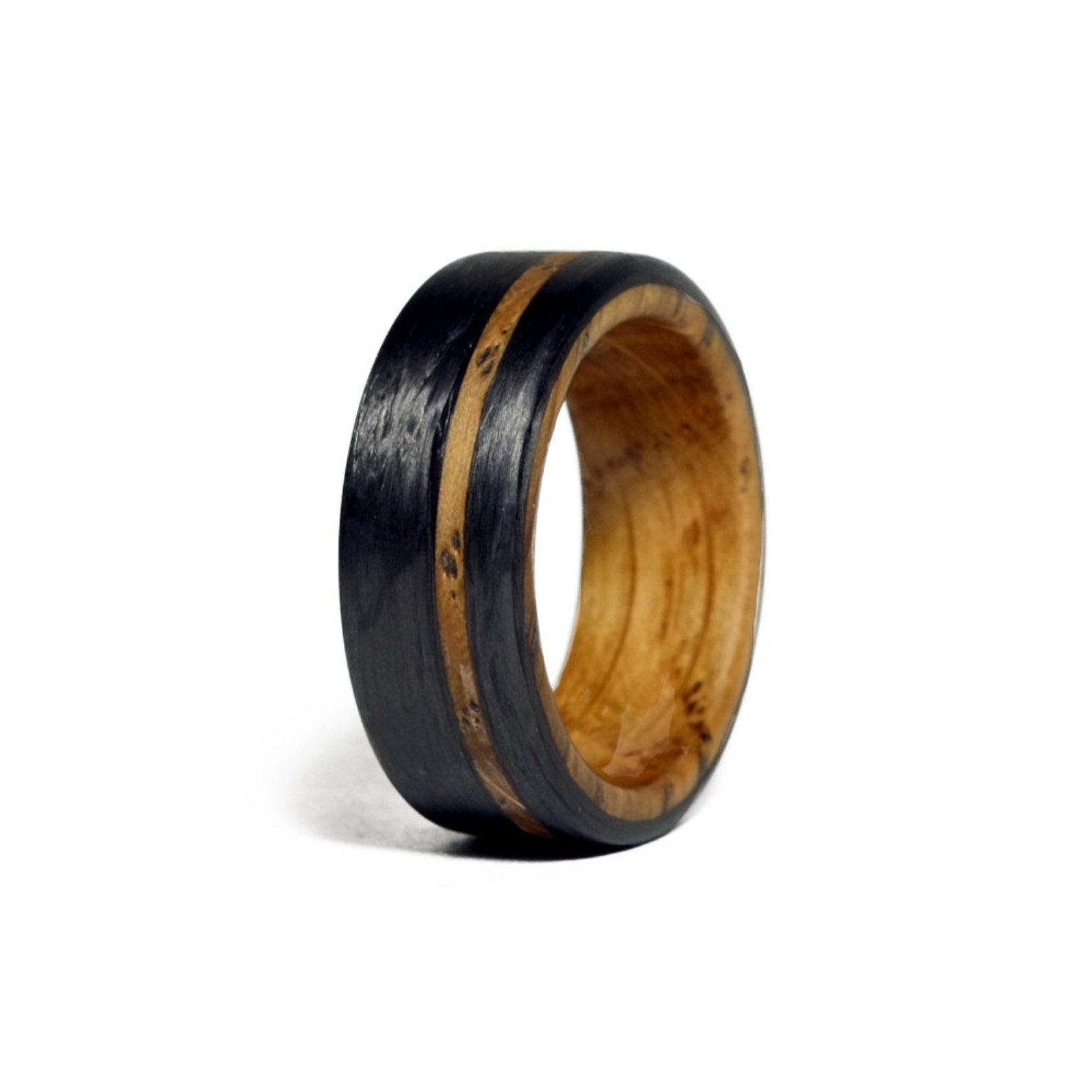 Whiskey Barrel Ring Oak and Carbon Fiber Ring Etsy