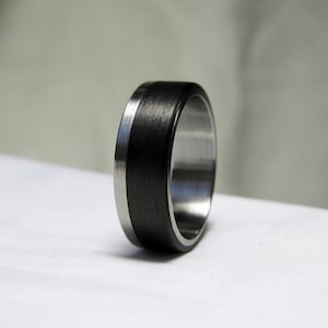 Carbon Fiber and Stainless Steel Ring - Offset Design