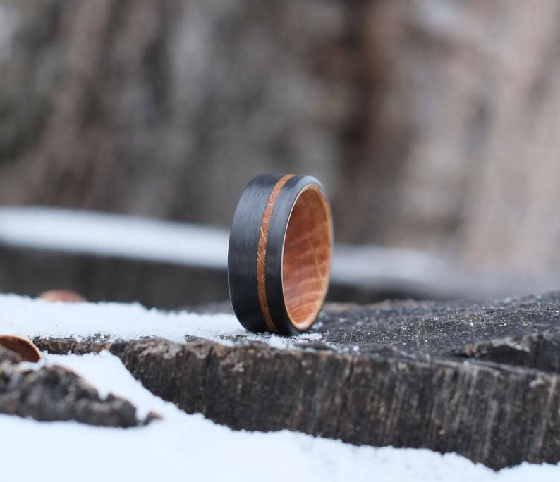 Rum Barrel Ring Wood Ring with Carbon Fiber Band Etsy