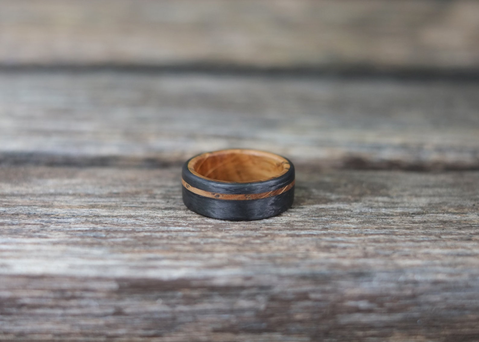 Whiskey Barrel Ring Oak and Carbon Fiber Ring Etsy