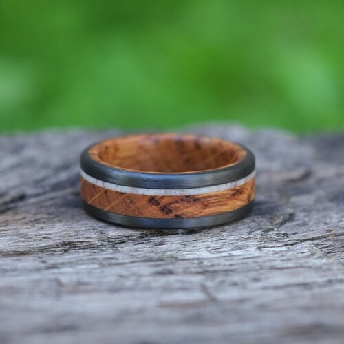 Rum Barrel Ring Wood Ring With Carbon Fiber Band Etsy