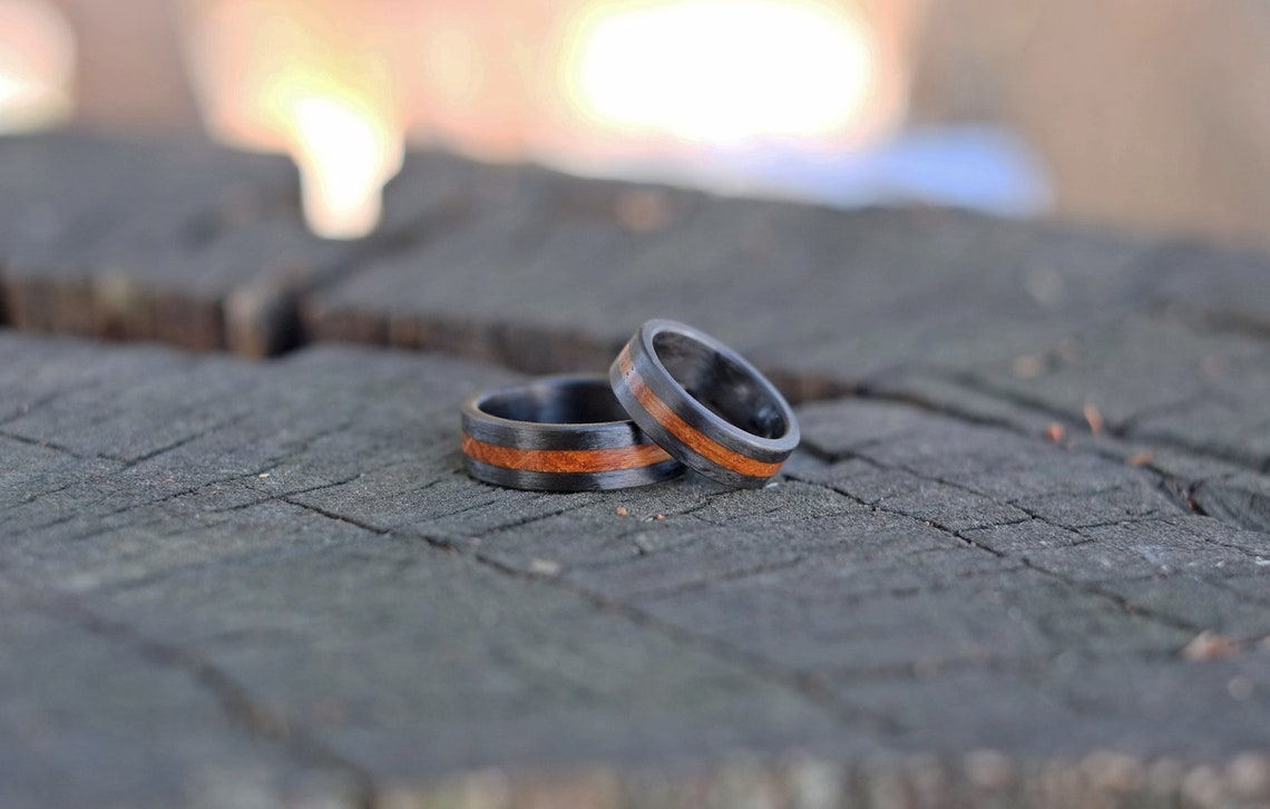 Brushed Carbon Fiber and Whiskey Barrel Ring