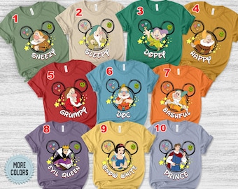 Snow White and Seven Dwarfs Mickey Ear Halloween Shirt, Snow White Princess Shirt, Halloween Family Matching Shirt, Group Costume BXJH25