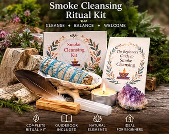 Smoke Cleansing Ritual Starter Kit with Sage Spray, Palo Santo, Shell & Guidebook | Spiritual Gift