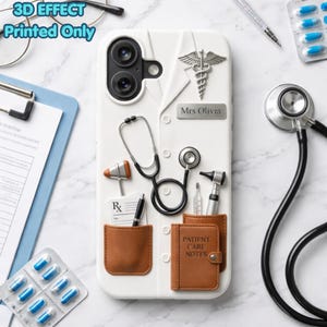Custom Name Dr Phone Case, Personalized Doctor Gift, Medical Student iPhone Case, 3D Stethoscope Nursing Cover,  Health Care Professional