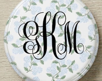 Custom Monogram Hydrangea MagSafe Phone Grip for iPhone 17 14 13 Pro Max Magnetic Blue Floral Phone Stand Personalized Flower Hand Grip