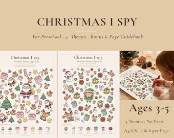 Christmas I Spy Printable Game, Preschool Counting Activity (Ages 3-5)