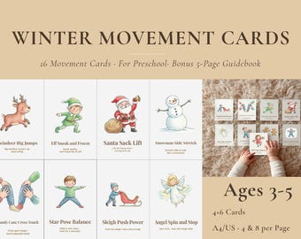 16 Christmas Movement Cards | Preschool Activity (Digital Download)