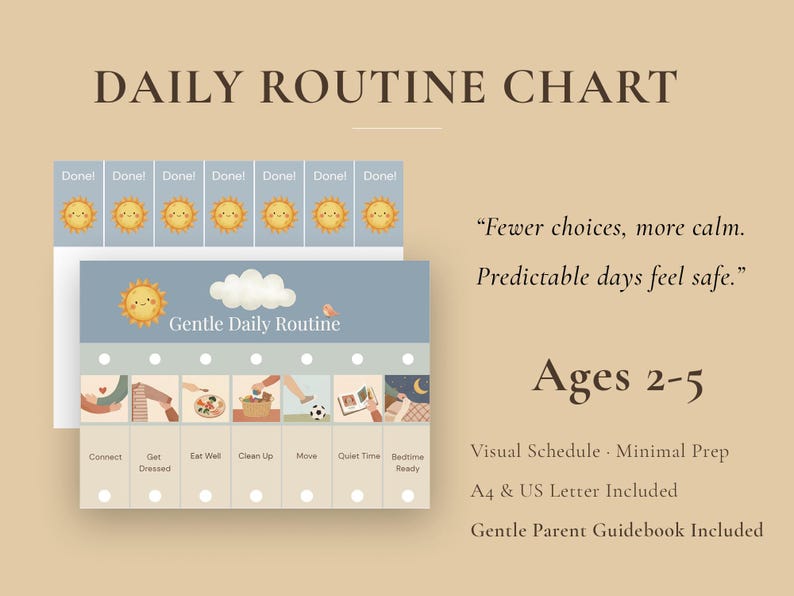 Predicable Routine With Time Kids Daily Routine Chart, Morning Bedtime Visual Schedule Cards ...