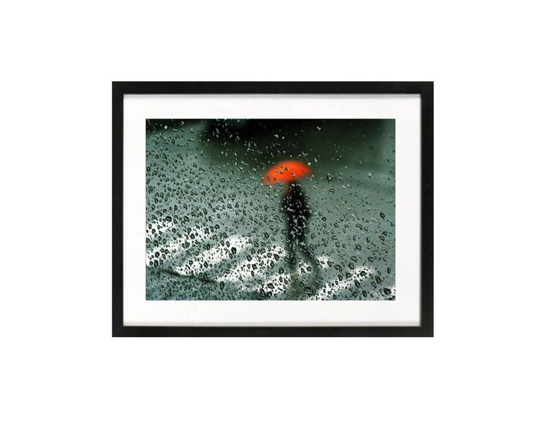 Red Umbrella Art Print Girl in the Rain Rainy Day Art Print Etsy