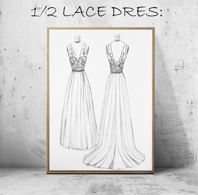 Wedding Dress drawing: Commission an Original Drawing by Claire Guinan –  claireguinan.com