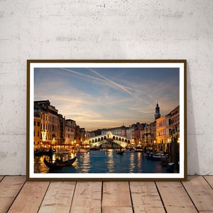 Sunset Venice Print Rialto Bridge at Night Canals of Venice - Etsy