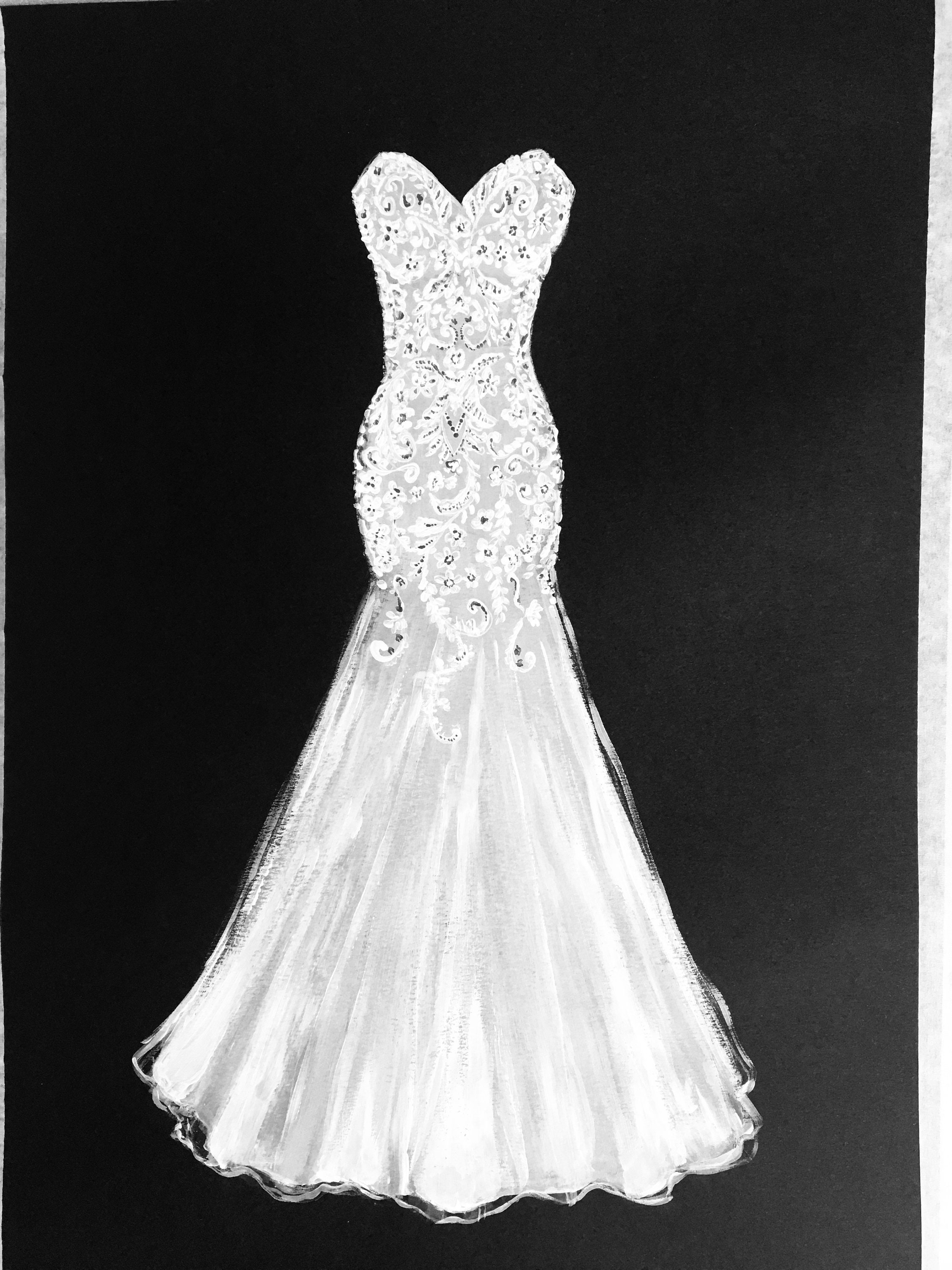 Wedding Dress Sketch Custom Bridal Illustration Gift Bride Etsy Singapore