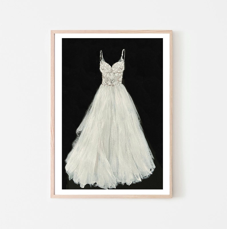 Wedding dress sketch, Custom Wedding sketch, First Year Paper Anniversary Gift, Wedding Gift, wedding dress drawing, bridal illustration image 1