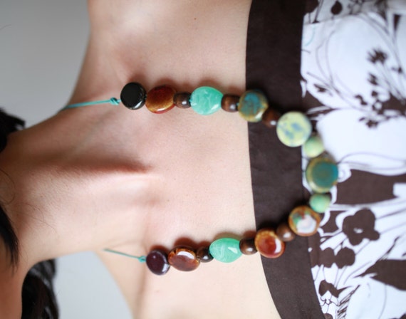 handmade Brown ceramic charms jewelry components irregular