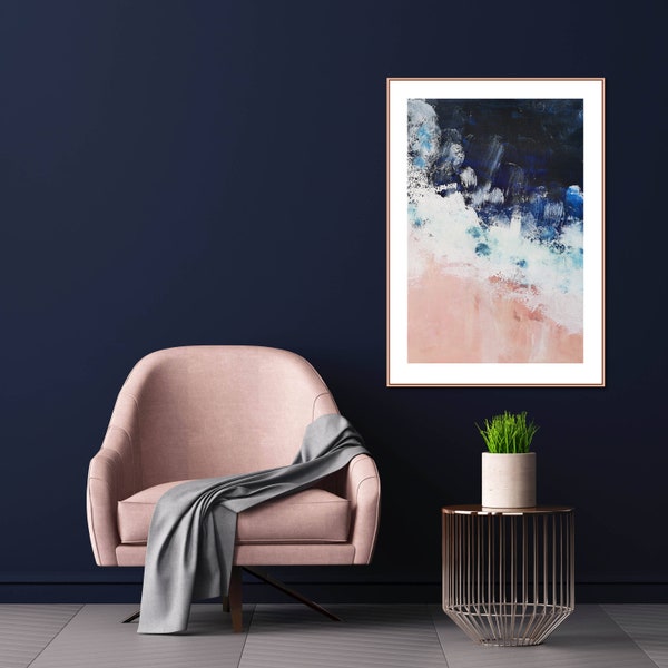 Navy and Blush Wall Art Etsy