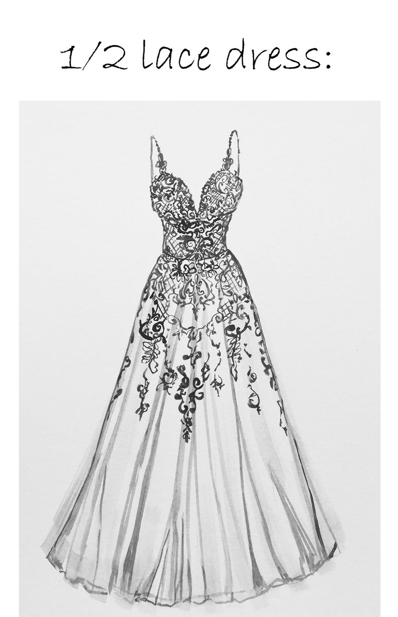 Croquis de robe de mariage illustration de commission cadeau Etsy France