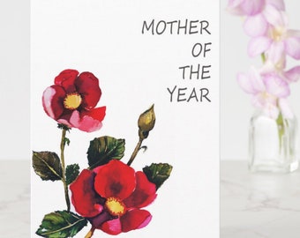 Mothers Day Watercolor printable flower, Floral watercolor red rose atercolor painting, Modern abstract art, Mother's Day card, best flower