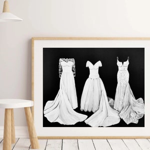 Generations Wedding Illustration Custom gift grandmother, Daughter Art Wedding Keepsake gift Mom dress illustration, Anniversary Gift unique image 3