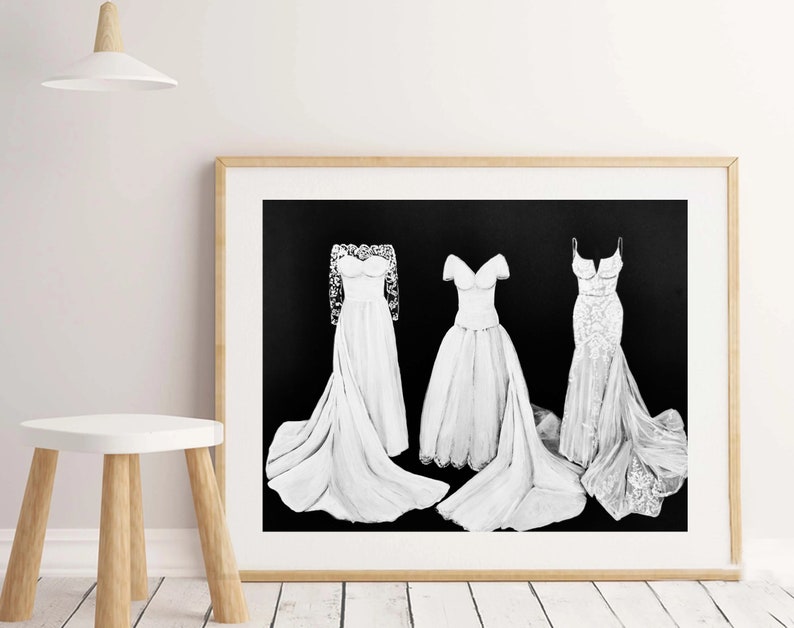 Generations Wedding Illustration Custom gift grandmother, Daughter Art Wedding Keepsake gift Mom dress illustration, Anniversary Gift unique image 3