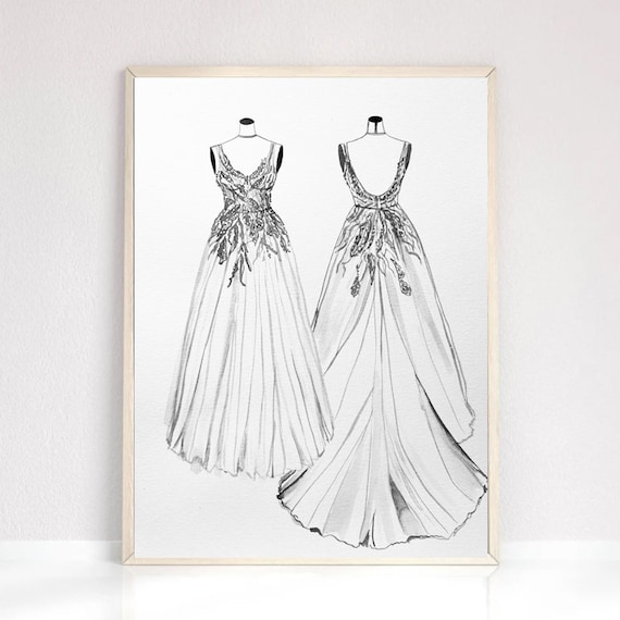Volver ADELANTE Boceto del vestido de novia retrato del - Etsy España Volver ADELANTE Boceto del vestido de novia retrato del - Etsy España