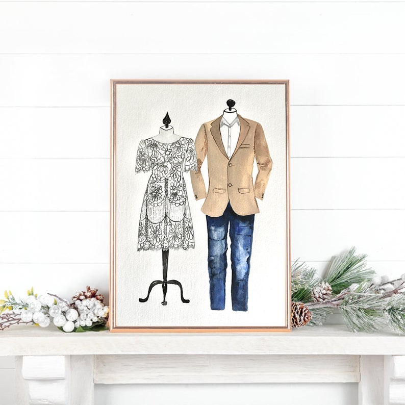 Wedding personalised bridal unique gift, bride dress, custom bride groom portrait wedding Gift for WIFE, Gift wedding day couple portrait, image 6