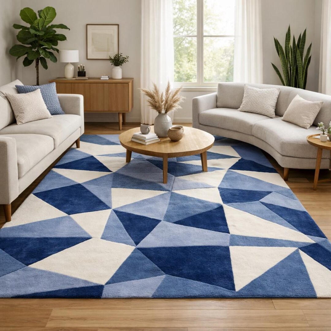 Modern Geometric Hand-tufted Wool Area Rug | Luxury Home Decor Carpet ...