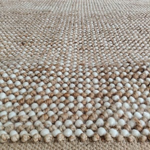 Hand knitted Chunky Wool/Jute Loop Area Rug – Nordic Ivory / Natural Textured Rug