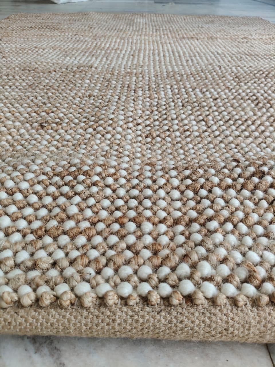 Jute Loop Rug Hand Knitted Chunky Wool/jute Loop Area Rug – Nordic Ivory / Natural ...