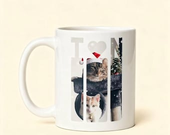 I Love My Pet Mug – Custom Photo Mug for Cat Owners – Personalized Cat Gift – Christmas Pet Present – Cute Cat Picture Coffee Cup