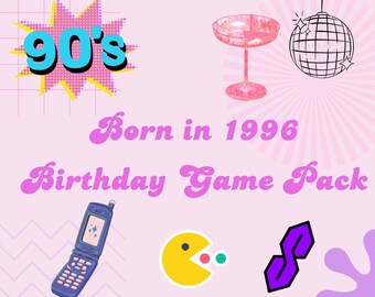Geboren in 1996 Beroemdhedenquiz Afdrukbare partygame uit de jaren 90 UK, direct downloaden