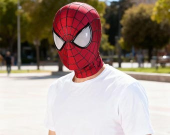 Custom upgrade Spider-Man mask, including a face shield with magnetic lenses.