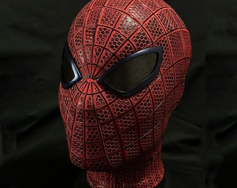 Máscara de cosplay personalizada de Amazing Spiderman 1, con carcasa facial y lentes magnéticas.