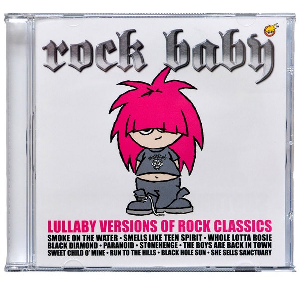 Rock Baby Lullaby CD. Relaxing Instrumental Rock lullaby music for the nursery. Funny newborn baby gift.