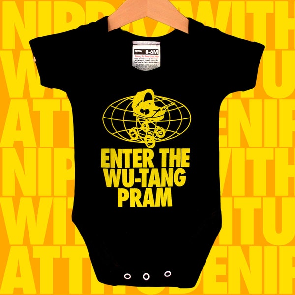 Enter The Wu-Tang Pram cool baby bodysuit onesie romper babygrow. Wu Tang Clan style Hip Hop Baby gift for rap parents