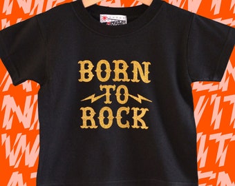 Rock kids T-shirt 'Born To Rock' - Fun Alternative kids birthday gift for rockers & heavy metal music fans.