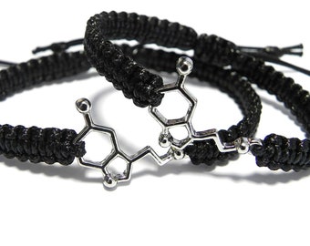 Matching Serotonin Bracelets, Couples Bracelets, Science Jewelry, Chemistry Student Gift, Gift for Chemist, Anniversary Gift, Boyfriend Gift