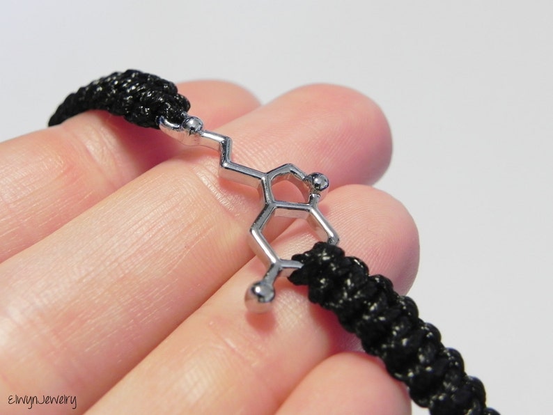 Serotonin Bracelet, Chemistry Bracelet, Molecule Jewelry, Chemistry Jewelry, Positivity Bracelet, Gift for Chemist, Serotonin Molecule image 4