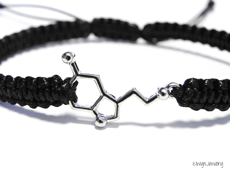 Serotonin Bracelet, Chemistry Bracelet, Molecule Jewelry, Chemistry Jewelry, Positivity Bracelet, Gift for Chemist, Serotonin Molecule image 1