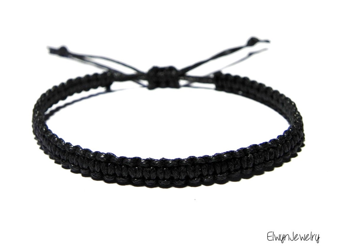 Men's Black Bracelet Black Cord Bracelet Rope Bracelet Etsy