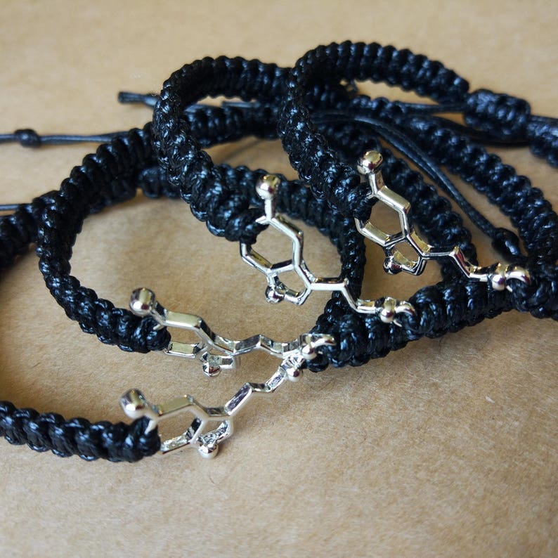 Serotonin Bracelet, Chemistry Bracelet, Molecule Jewelry, Chemistry Jewelry, Positivity Bracelet, Gift for Chemist, Serotonin Molecule image 6